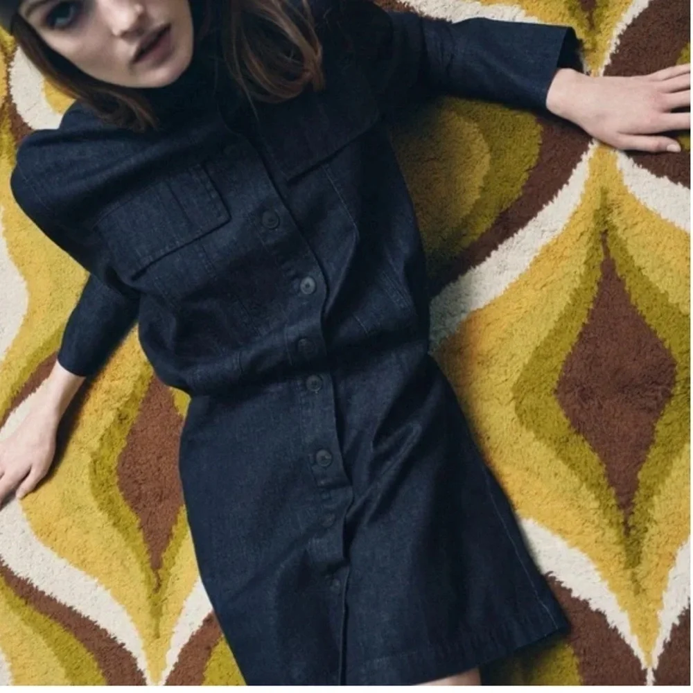 Zara Chic Denim Button-Up Dress XS - Picture 5 of 7